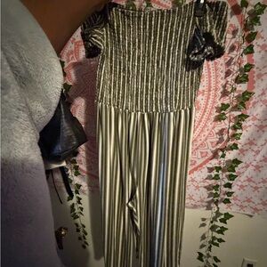 Striped green and White Jumpsuit